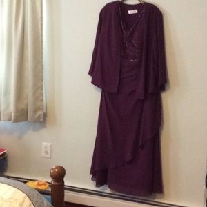 Formal gown, Plum color, crepe